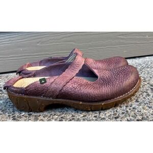 El Naturalista Shoes 40 Women's 9 Mules Clog Purple Leather Casual Mary Jane